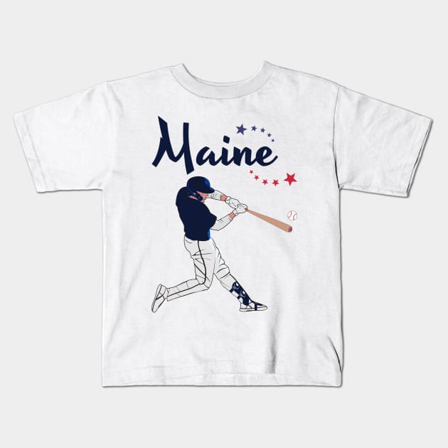 Maine USA Baseball Kids T-Shirt by VISUALUV